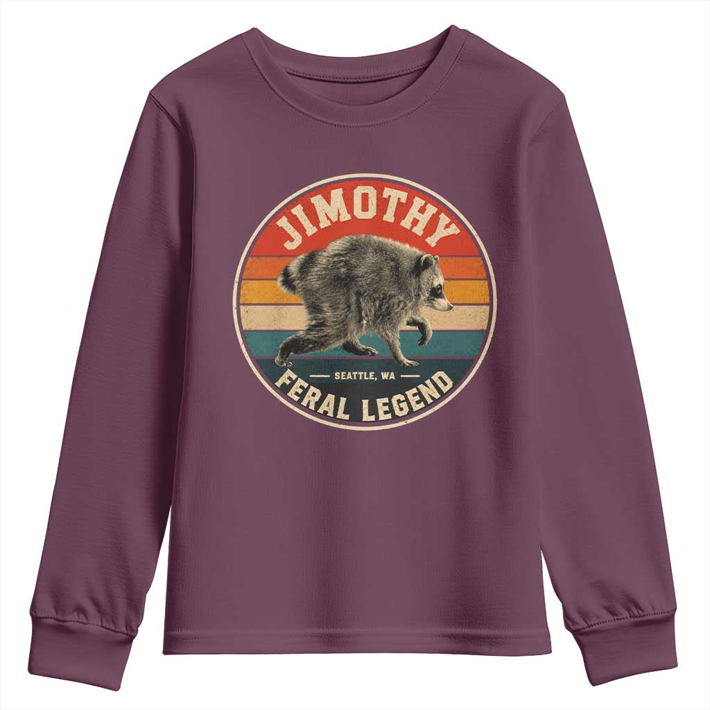 Jimothy Raccoon Seattle Feral Legend Youth Sweatshirt Funny Trash Panda Meme Retro