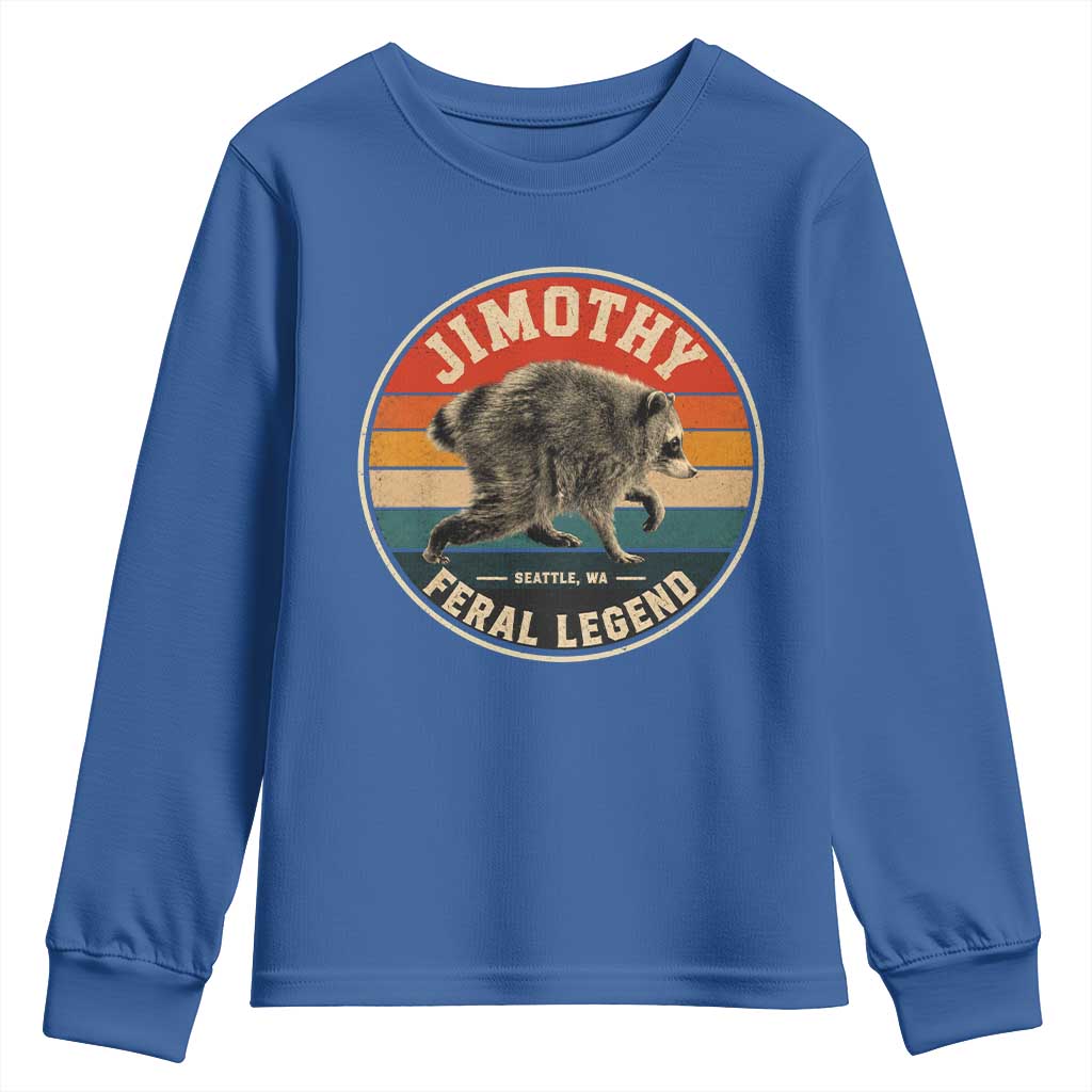 Jimothy Raccoon Seattle Feral Legend Youth Sweatshirt Funny Trash Panda Meme Retro