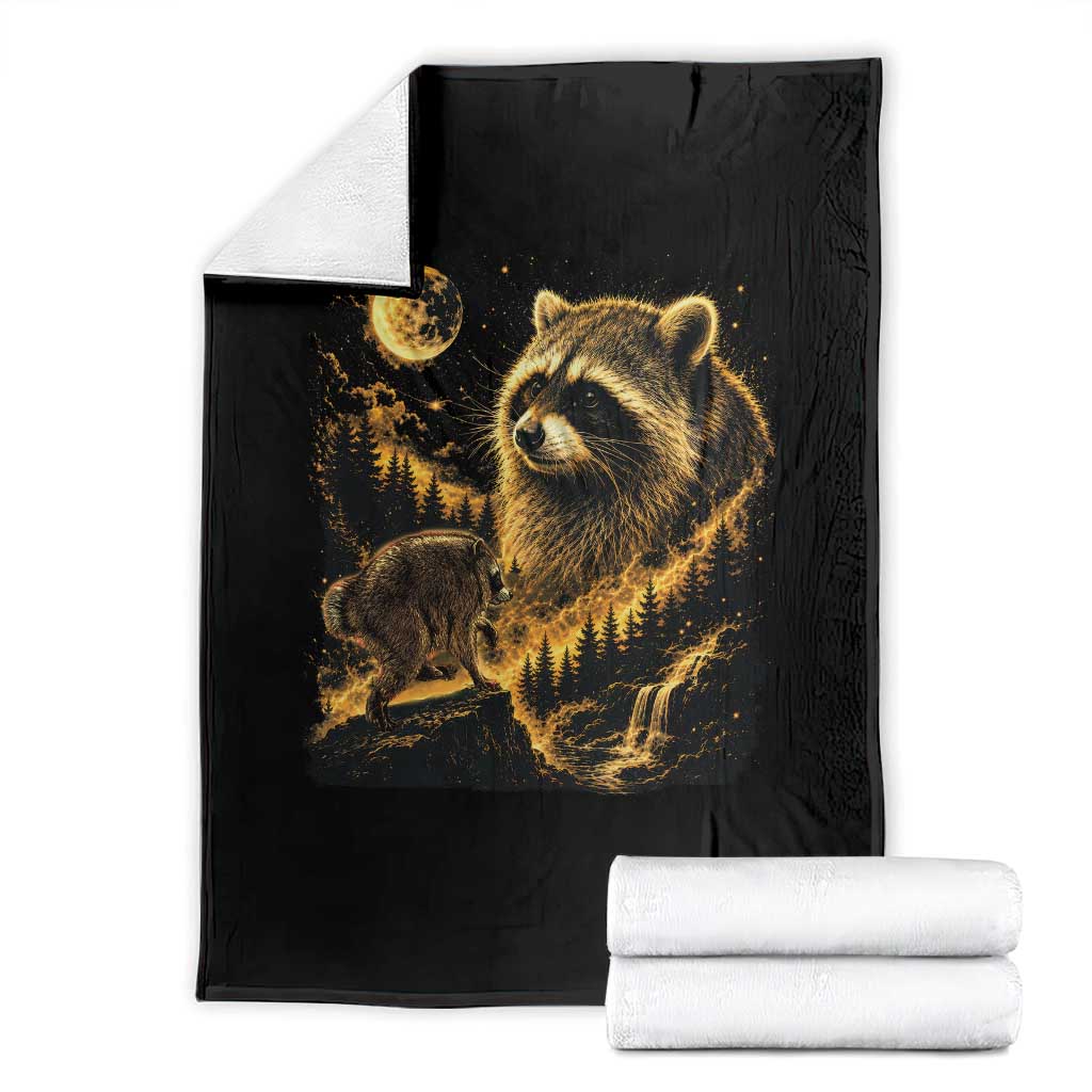 Jimothy Raccoon Howling at The Moon Parody 90s Retro Throw Blanket TS11 Black Print Your Wear