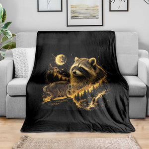 Jimothy Raccoon Howling at The Moon Parody 90s Retro Throw Blanket