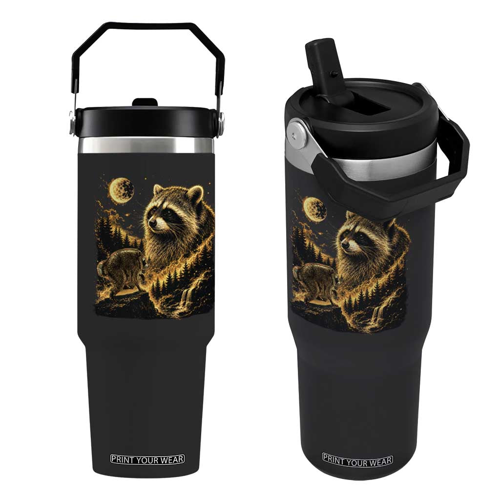 Jimothy Raccoon Howling at The Moon Parody 90s Retro Flip Straw Tumbler TS11 One Size: 30 oz Black Print Your Wear