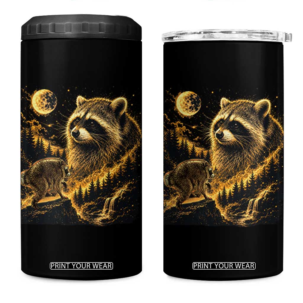 Jimothy Raccoon Howling at The Moon Parody 90s Retro 4 in 1 Can Cooler Tumbler TS11 One Size: 16 oz Black Print Your Wear