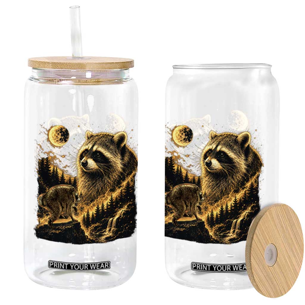Jimothy Raccoon Howling at The Moon Parody 90s Retro Glass Can