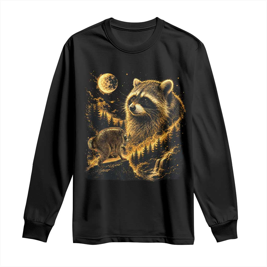 Jimothy Raccoon Howling at The Moon Parody 90s Retro Long Sleeve Shirt TS11 Black Print Your Wear