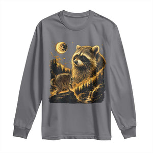 Jimothy Raccoon Howling at The Moon Parody 90s Retro Long Sleeve Shirt
