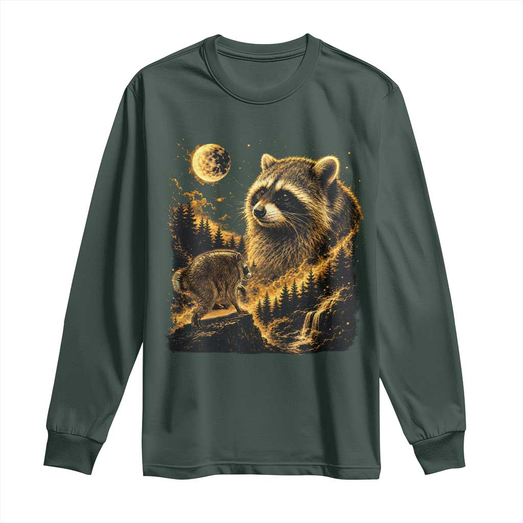 Jimothy Raccoon Howling at The Moon Parody 90s Retro Long Sleeve Shirt