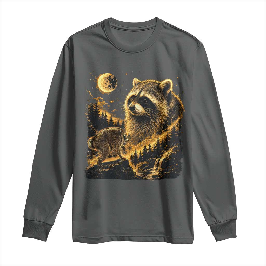 Jimothy Raccoon Howling at The Moon Parody 90s Retro Long Sleeve Shirt