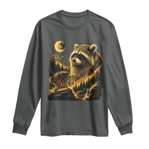 Jimothy Raccoon Howling at The Moon Parody 90s Retro Long Sleeve Shirt