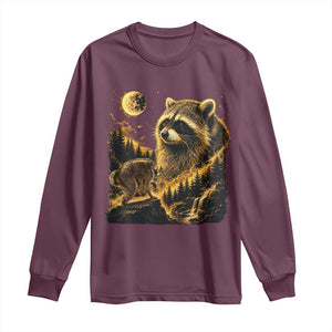 Jimothy Raccoon Howling at The Moon Parody 90s Retro Long Sleeve Shirt