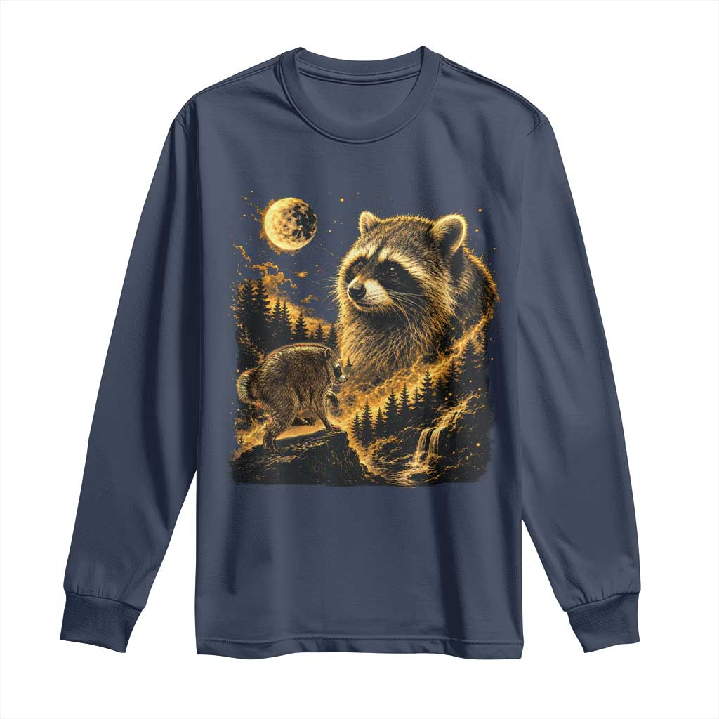 Jimothy Raccoon Howling at The Moon Parody 90s Retro Long Sleeve Shirt