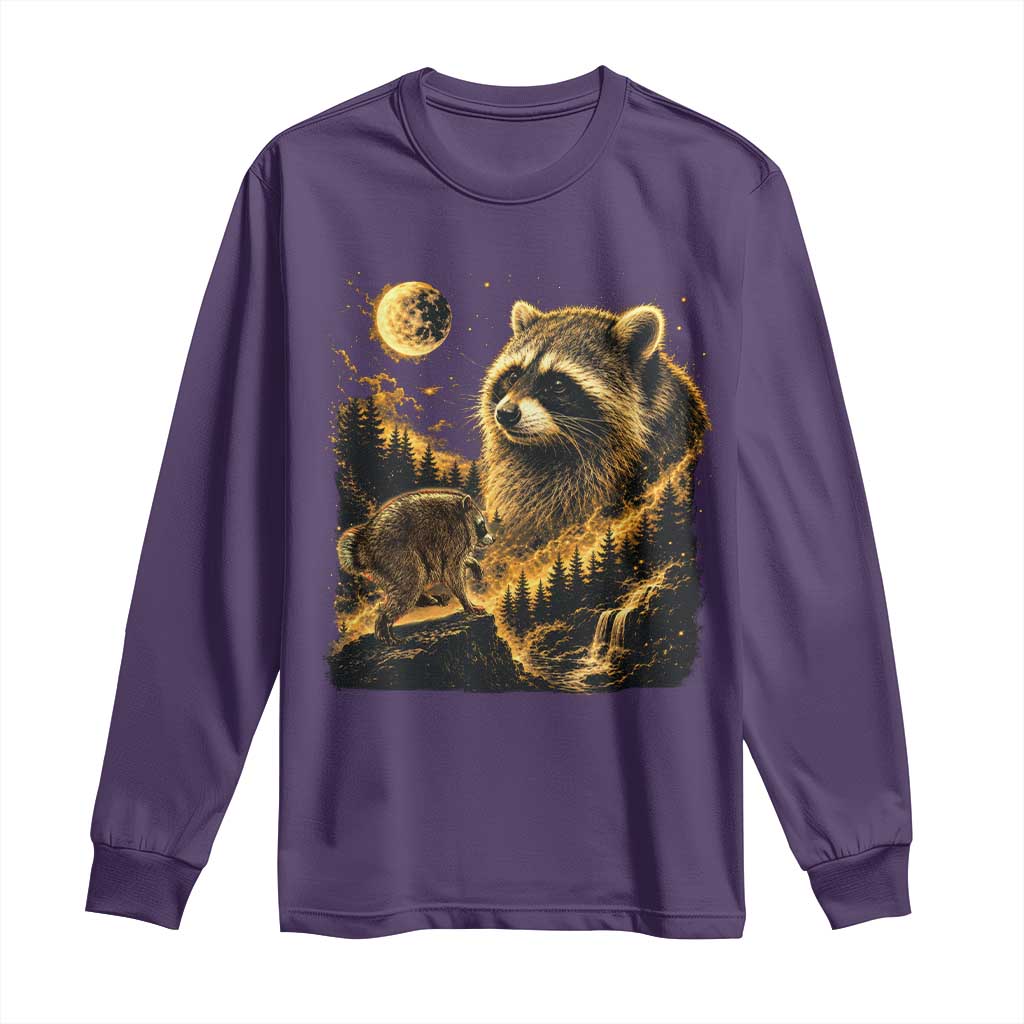 Jimothy Raccoon Howling at The Moon Parody 90s Retro Long Sleeve Shirt