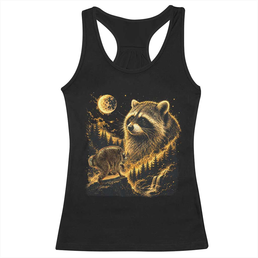 Jimothy Raccoon Howling at The Moon Parody 90s Retro Racerback Tank Top TS11 Black Print Your Wear