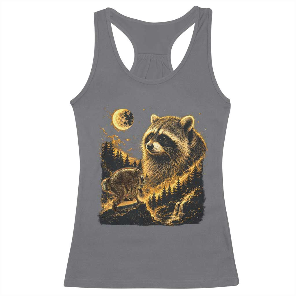 Jimothy Raccoon Howling at The Moon Parody 90s Retro Racerback Tank Top