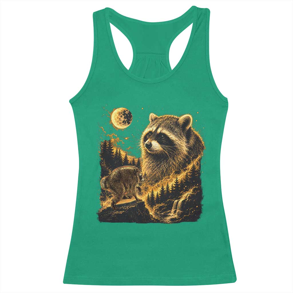 Jimothy Raccoon Howling at The Moon Parody 90s Retro Racerback Tank Top
