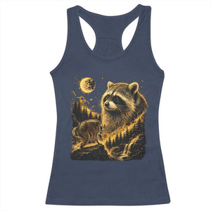 Jimothy Raccoon Howling at The Moon Parody 90s Retro Racerback Tank Top
