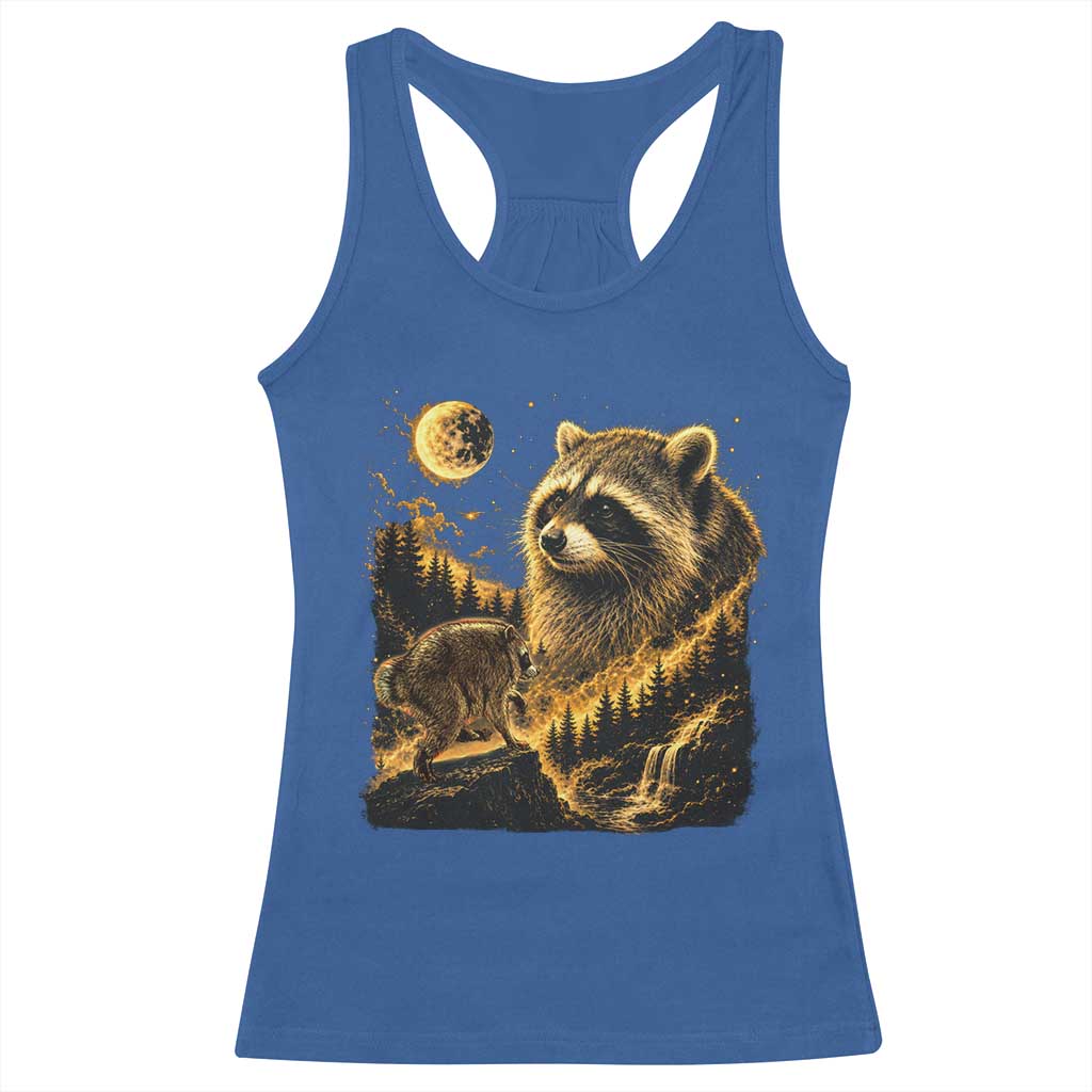 Jimothy Raccoon Howling at The Moon Parody 90s Retro Racerback Tank Top