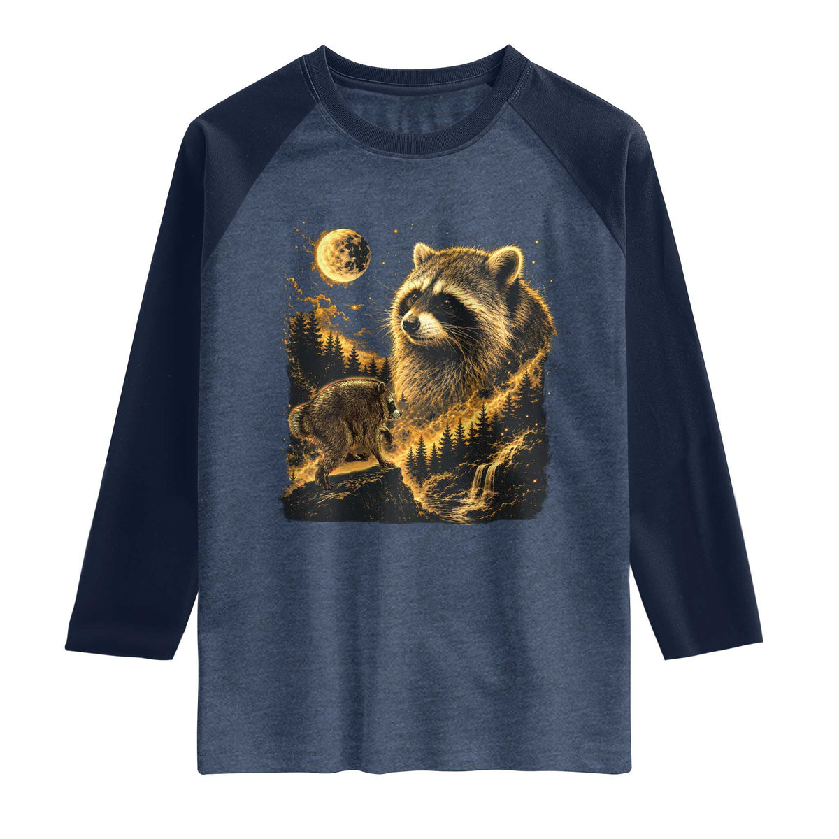 Jimothy Raccoon Howling at The Moon Parody 90s Retro Raglan Shirt