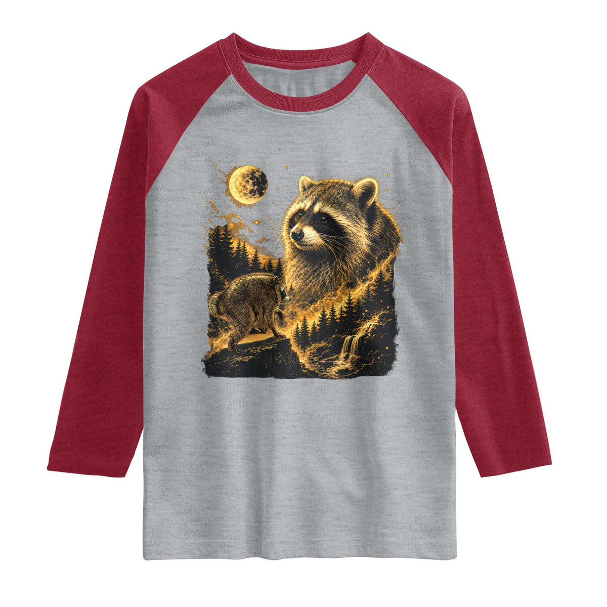 Jimothy Raccoon Howling at The Moon Parody 90s Retro Raglan Shirt