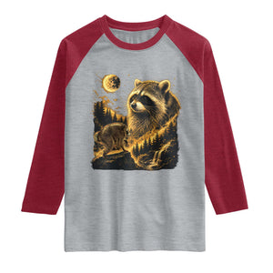 Jimothy Raccoon Howling at The Moon Parody 90s Retro Raglan Shirt