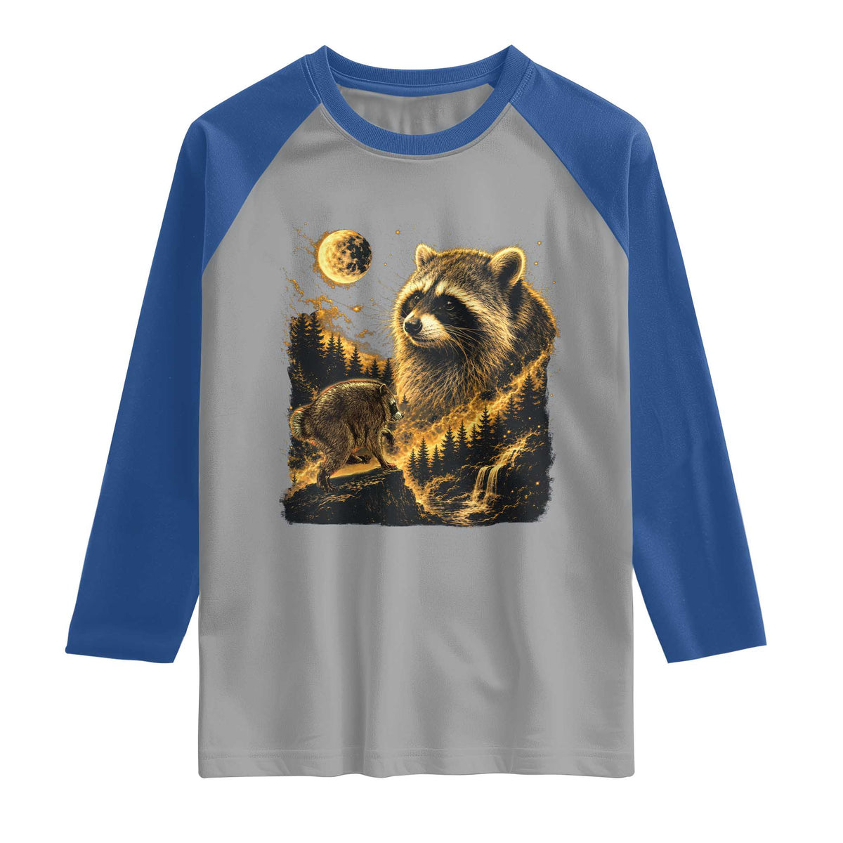 Jimothy Raccoon Howling at The Moon Parody 90s Retro Raglan Shirt