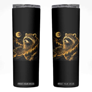 Jimothy Raccoon Howling at The Moon Parody 90s Retro Skinny Tumbler