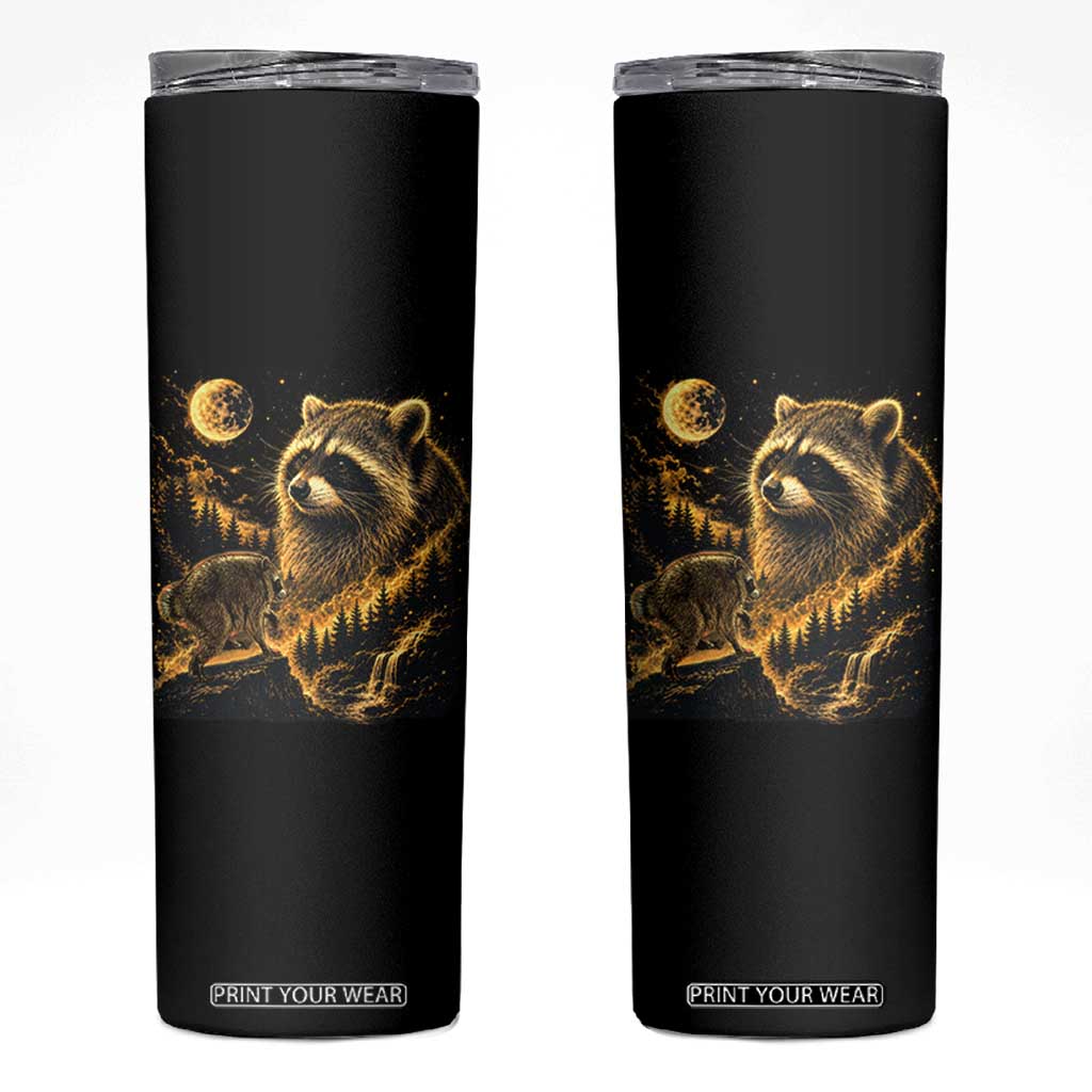 Jimothy Raccoon Howling at The Moon Parody 90s Retro Skinny Tumbler TS11 Black Print Your Wear