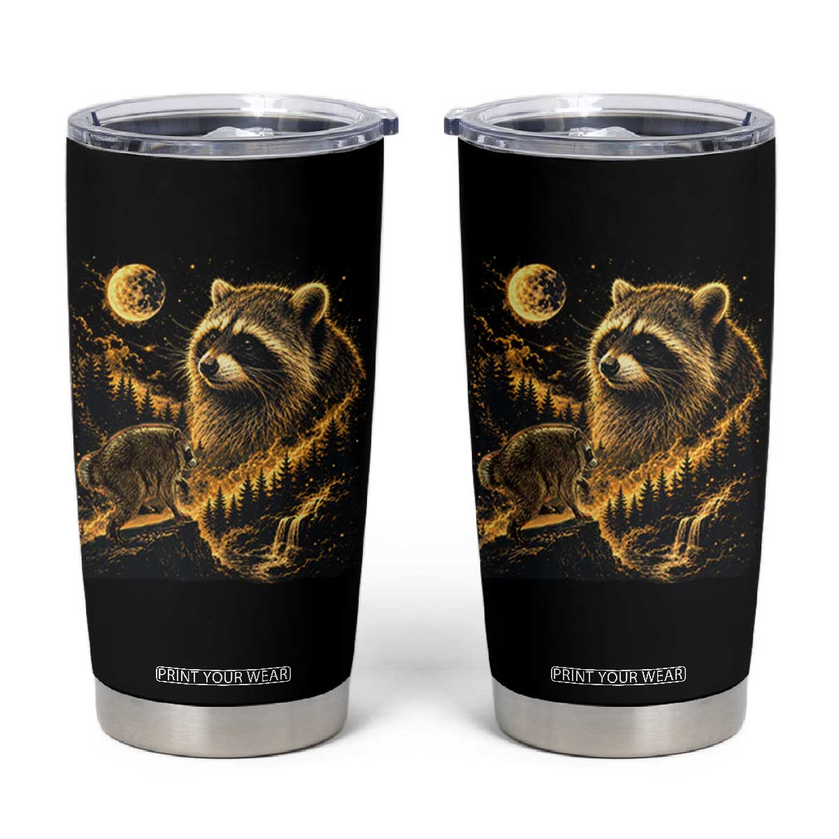 Jimothy Raccoon Howling at The Moon Parody 90s Retro Tumbler Cup