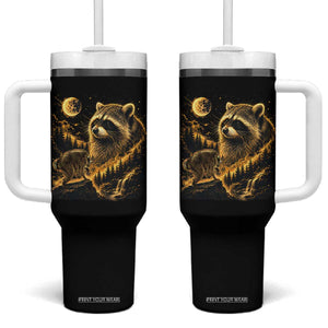 Jimothy Raccoon Howling at The Moon Parody 90s Retro Tumbler With Handle
