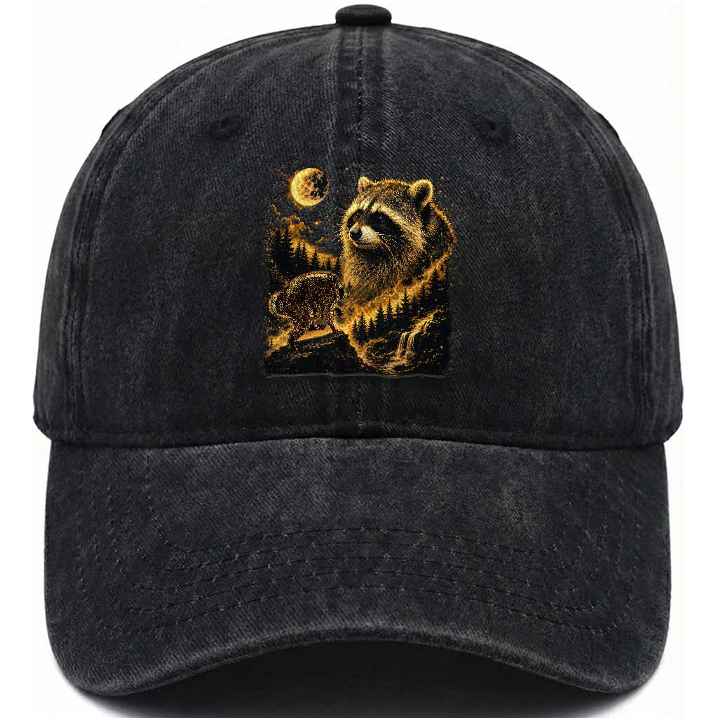 Jimothy Raccoon Howling at The Moon Parody 90s Retro Washed Cotton Baseball Cap TS11 Print Your Wear