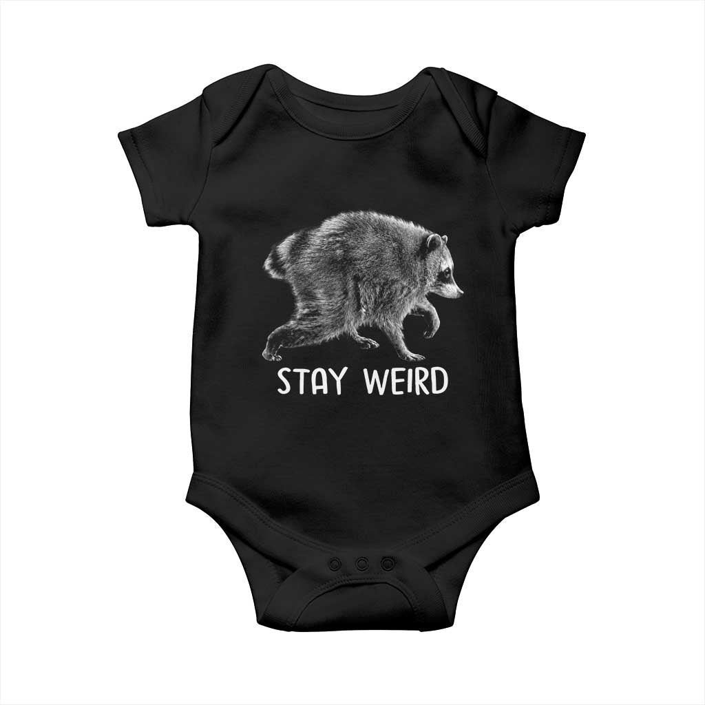 Jimothy the Raccoon Funny Stay Weird Baby Onesie Seattle Short Spine Trash Panda TS11 Black Print Your Wear