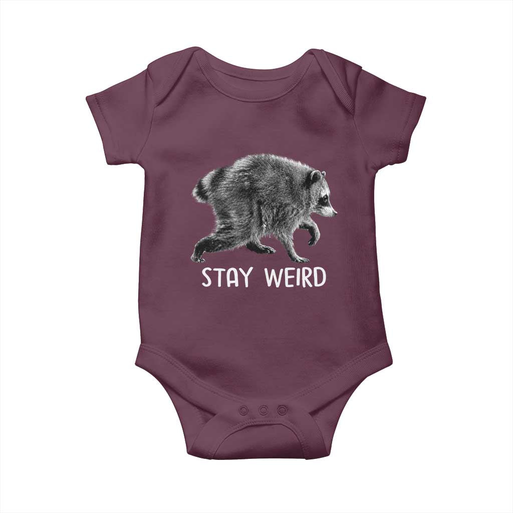 Jimothy the Raccoon Funny Stay Weird Baby Onesie Seattle Short Spine Trash Panda