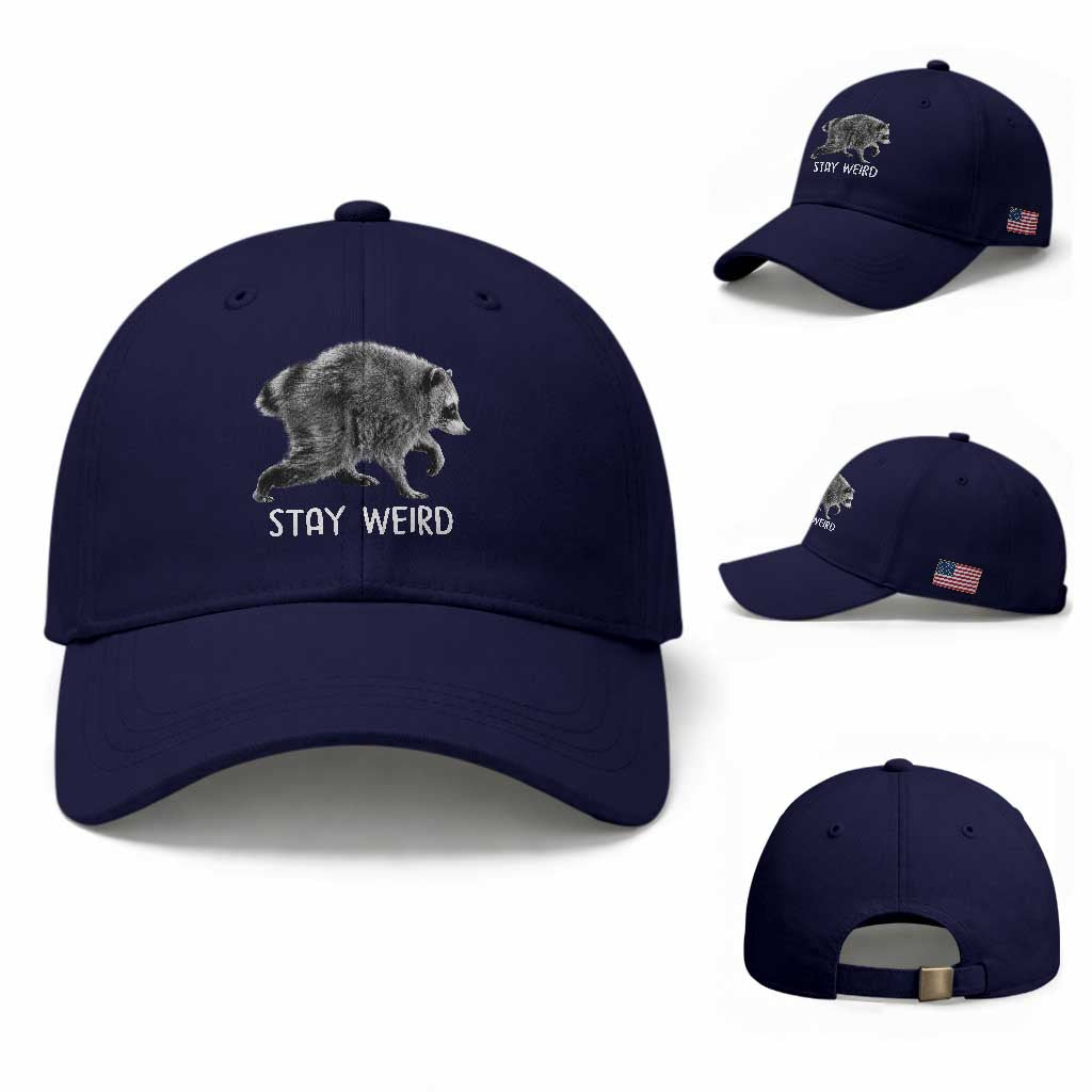 Jimothy the Raccoon Funny Stay Weird Baseball Cap Seattle Short Spine Trash Panda TS11 Baseball Cap Universal Fit Dark Blue Print Your Wear