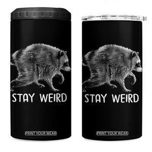 Jimothy the Raccoon Funny Stay Weird 4 in 1 Can Cooler Tumbler Seattle Short Spine Trash Panda
