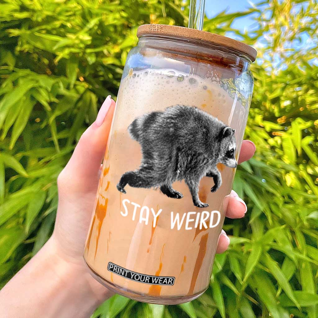 Jimothy the Raccoon Funny Stay Weird Glass Can Seattle Short Spine Trash Panda TS11 Black Print Your Wear