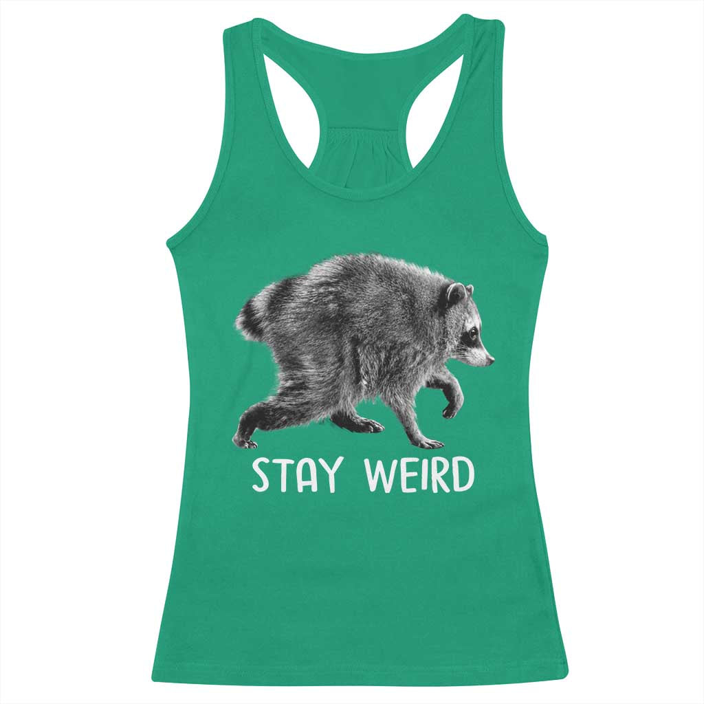 Jimothy the Raccoon Funny Stay Weird Racerback Tank Top Seattle Short Spine Trash Panda