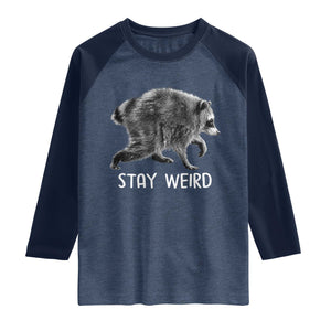 Jimothy the Raccoon Funny Stay Weird Raglan Shirt Seattle Short Spine Trash Panda