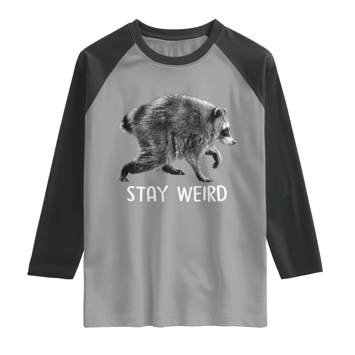 Jimothy the Raccoon Funny Stay Weird Raglan Shirt Seattle Short Spine Trash Panda