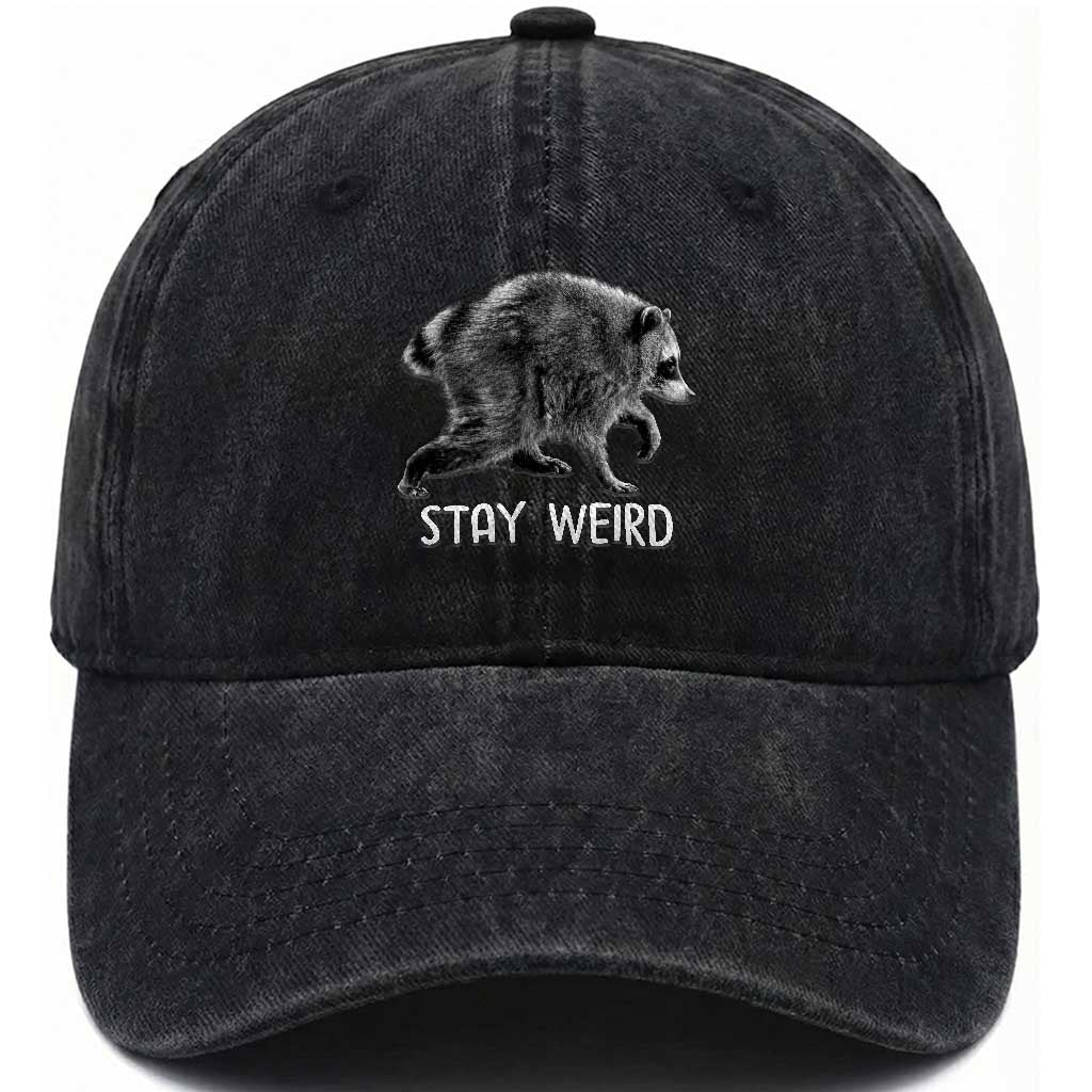 Jimothy the Raccoon Funny Stay Weird Washed Cotton Baseball Cap Seattle Short Spine Trash Panda TS11 Print Your Wear