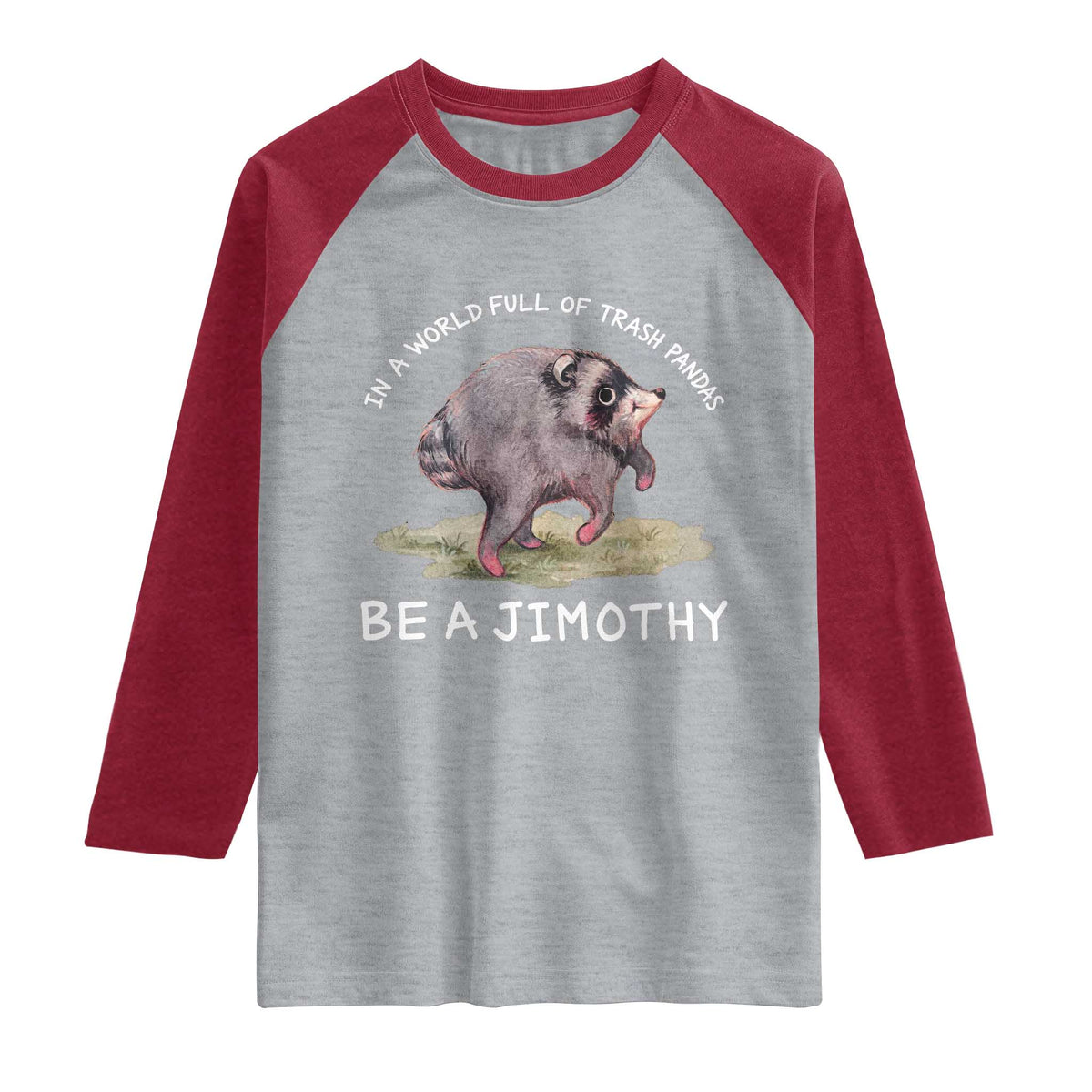 Watercolor Jimothy the Raccoon Raglan Shirt In A World Full Of Trash Pandas Be A Jimothy