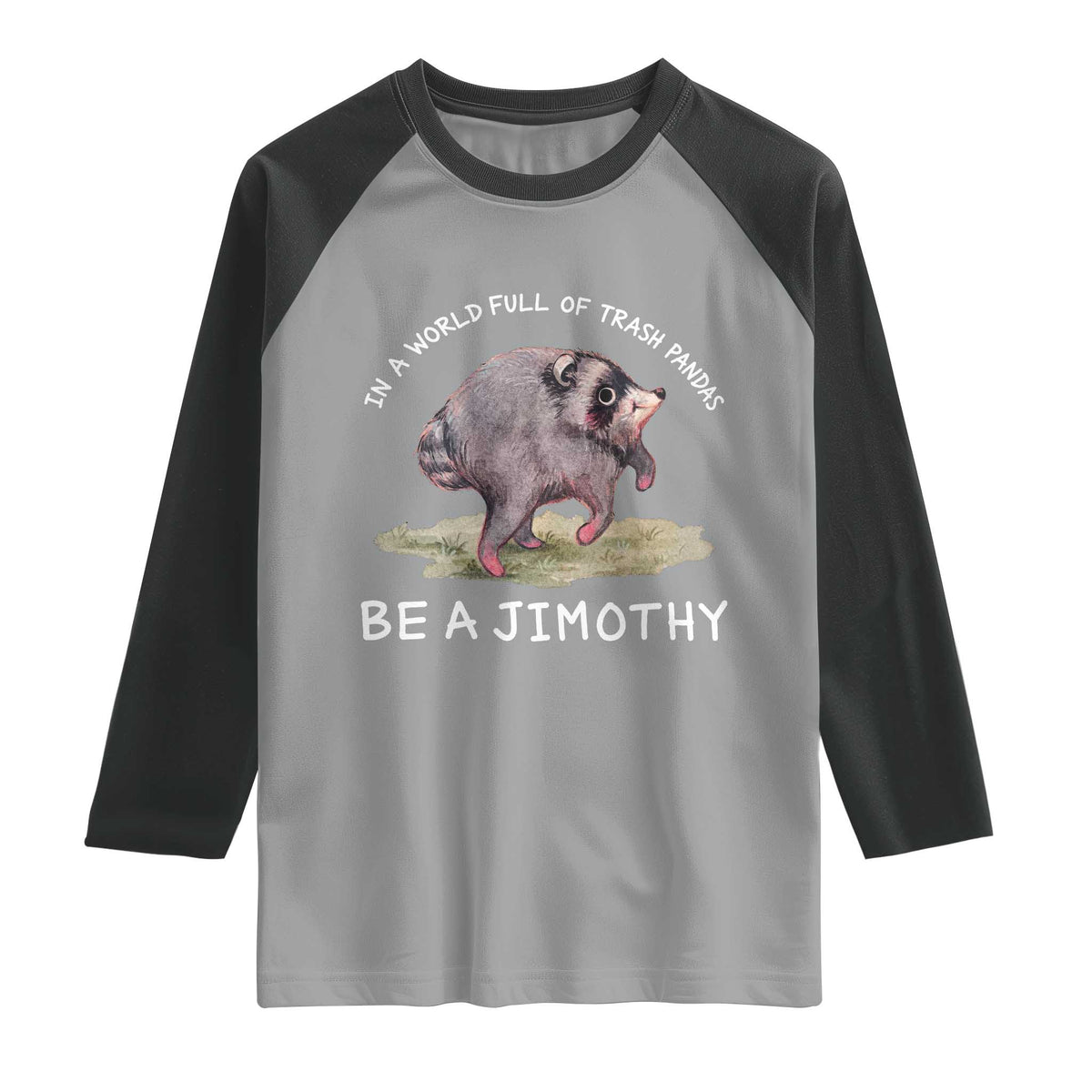 Watercolor Jimothy the Raccoon Raglan Shirt In A World Full Of Trash Pandas Be A Jimothy