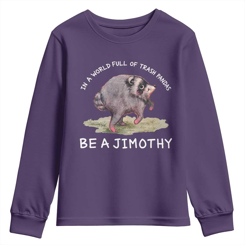 Watercolor Jimothy the Raccoon Youth Sweatshirt In A World Full Of Trash Pandas Be A Jimothy