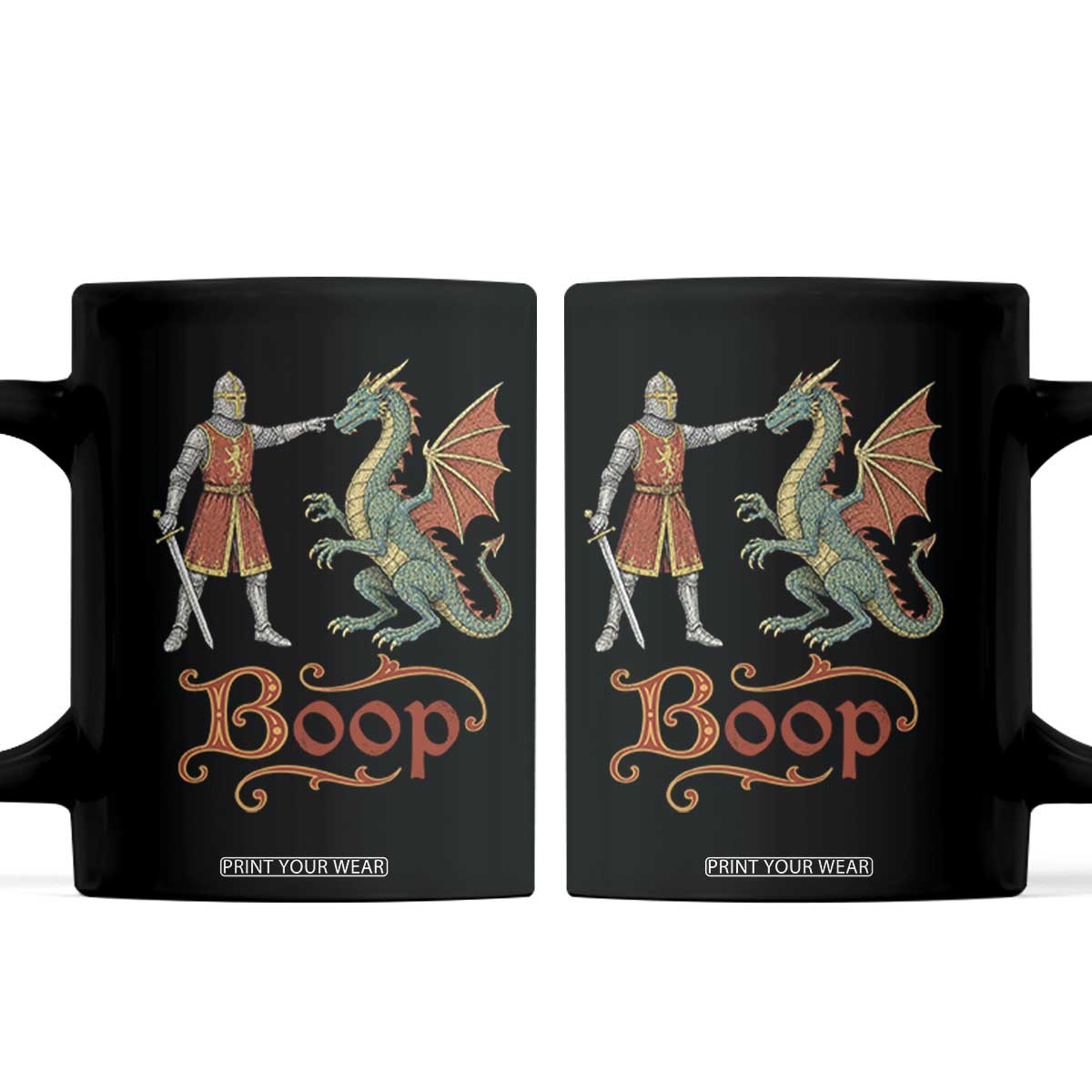 Boop Medieval Knight Dragon Coffee Mug Funny Ren Faire Dark Fantasy