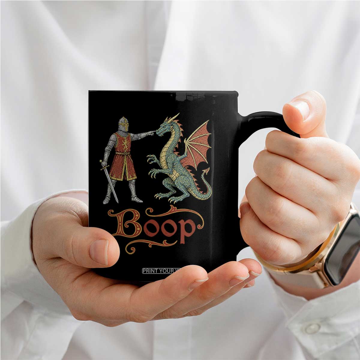 Boop Medieval Knight Dragon Coffee Mug Funny Ren Faire Dark Fantasy