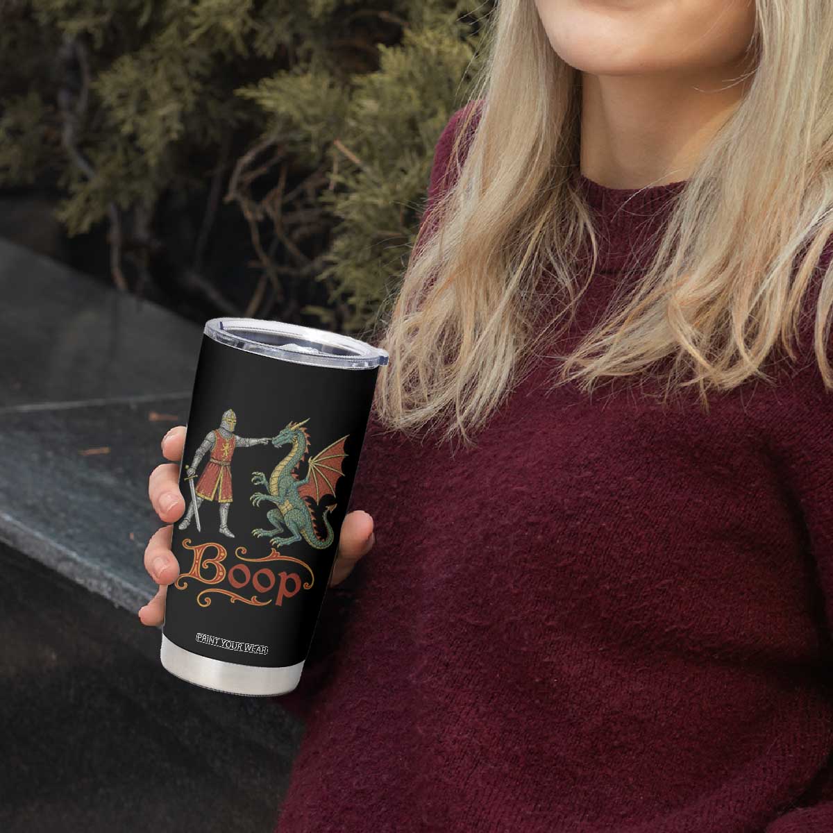 Boop Medieval Knight Dragon Tumbler Cup Funny Ren Faire Dark Fantasy