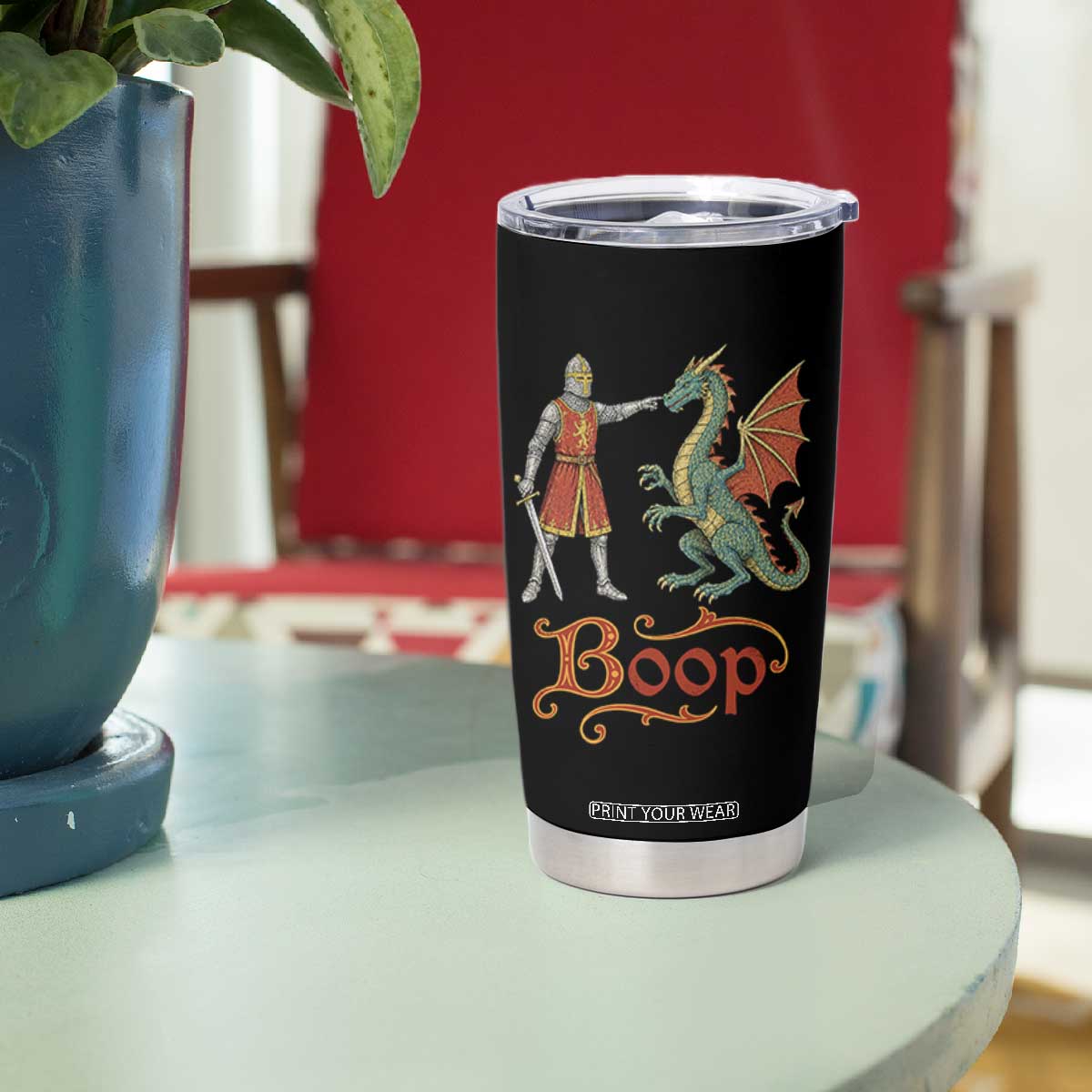 Boop Medieval Knight Dragon Tumbler Cup Funny Ren Faire Dark Fantasy