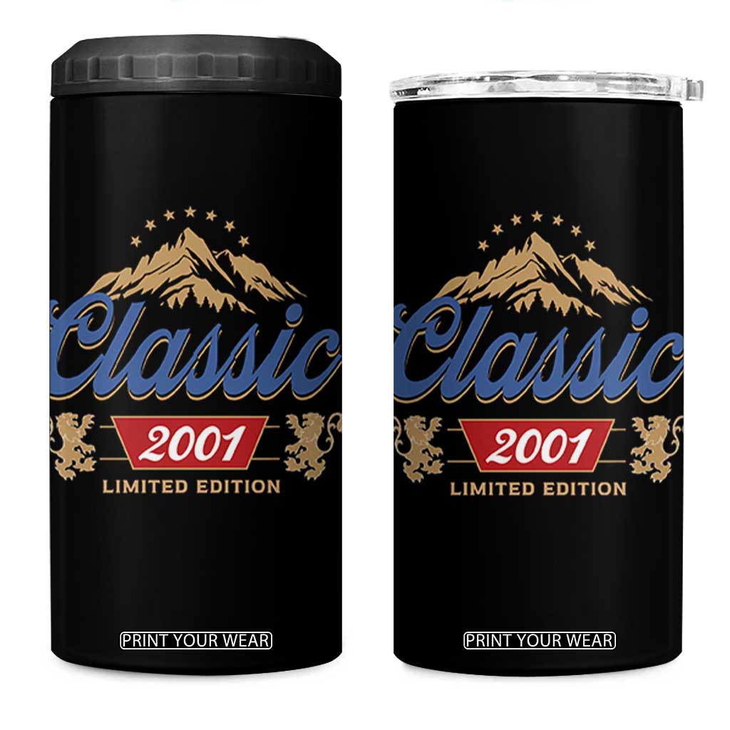 25th Birthday Beer Classic 2001 Limited Edition 4 in 1 Can Cooler Tumbler Funny Gifts for 25 Year Olds
