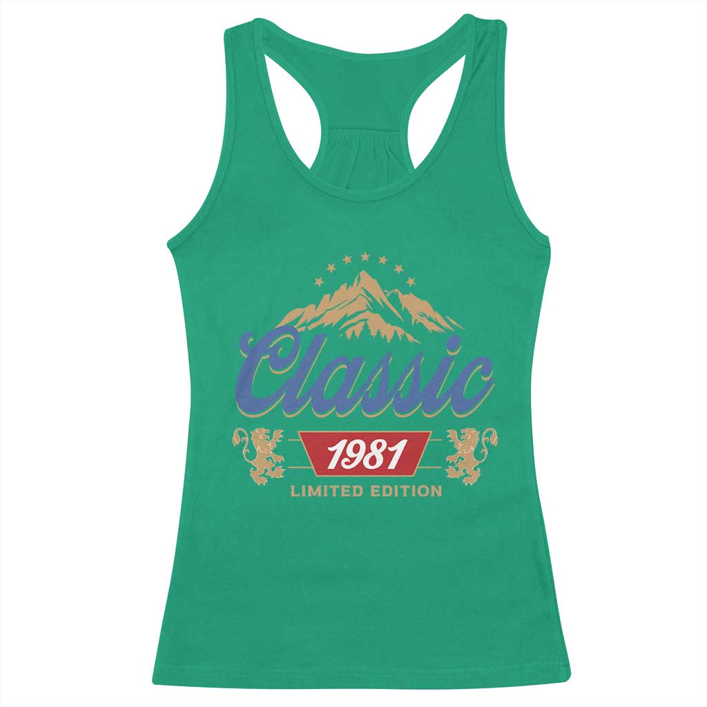 45th Birthday Beer Classic 1981 Limited Edition Racerback Tank Top Funny Gifts for 45 Year Olds