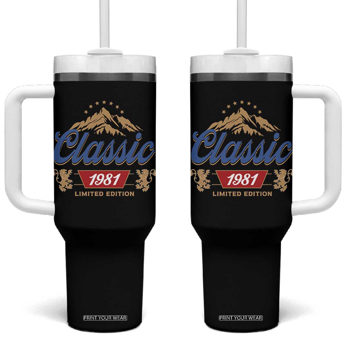 45th Birthday Beer Classic 1981 Limited Edition Tumbler With Handle Funny Gifts for 45 Year Olds