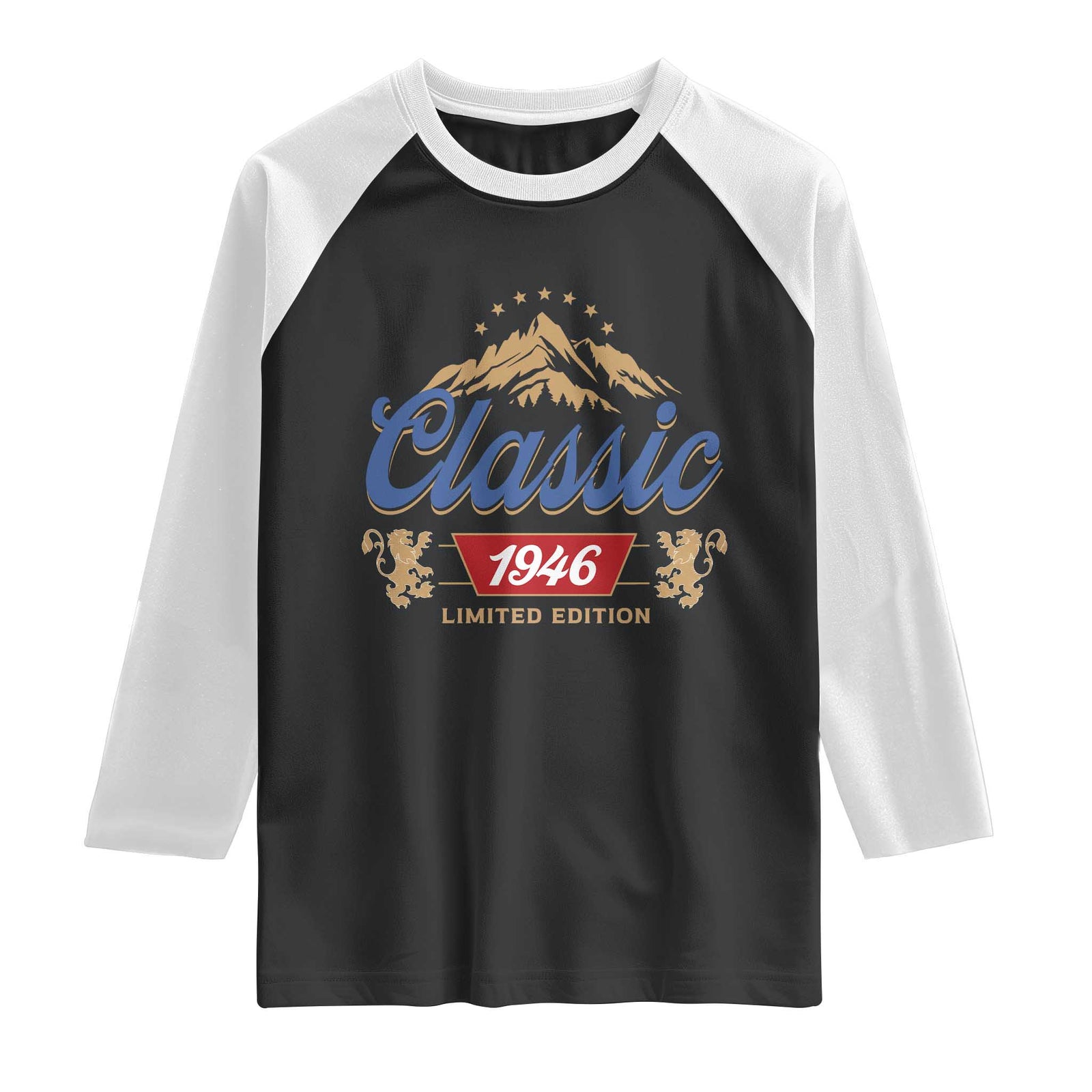 80th Birthday Beer Classic 1946 Limited Edition Raglan Shirt Funny Gifts for 80 Year Olds TS11 Black White Print Your Wear