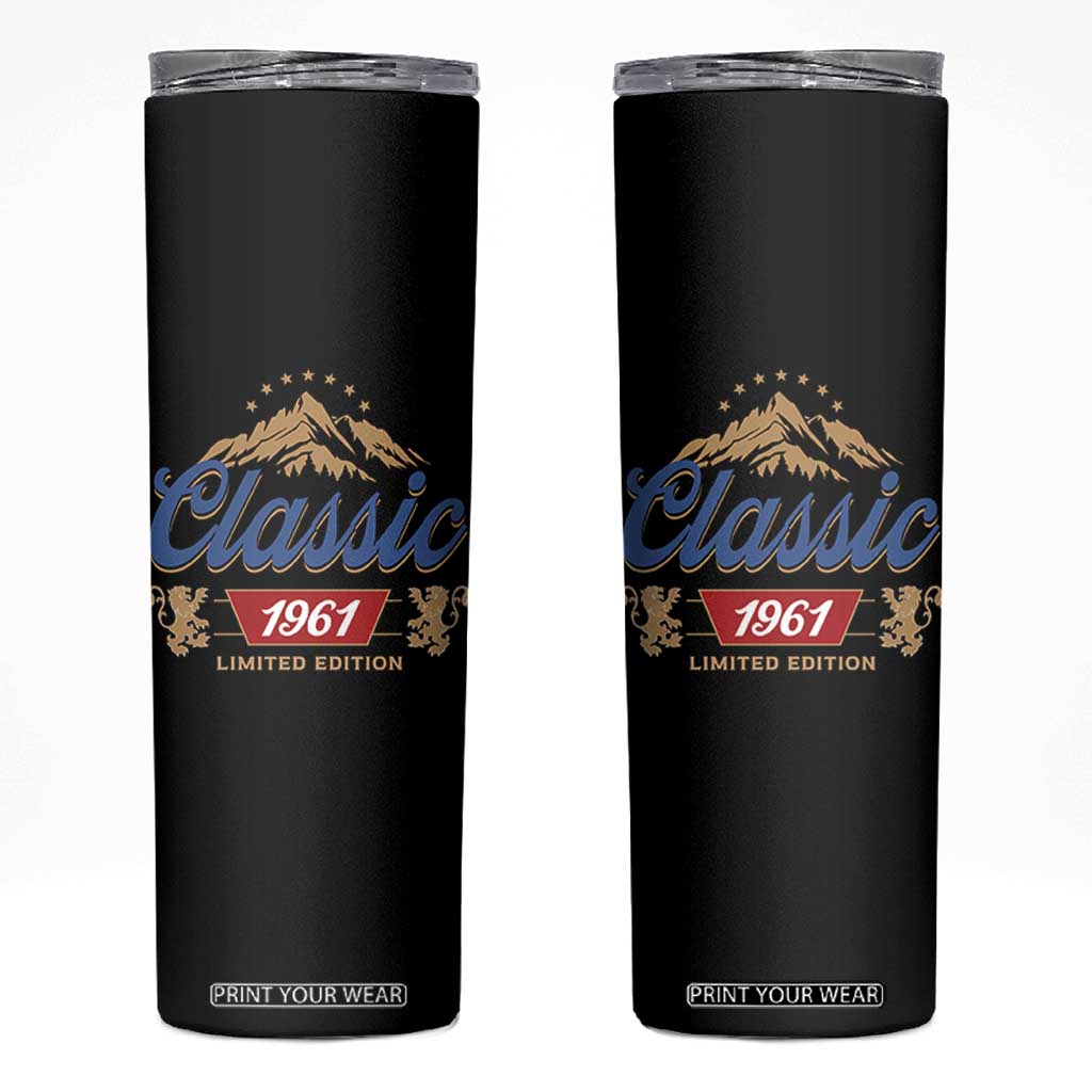 65th Birthday Beer Classic 1961 Limited Edition Skinny Tumbler Funny Gifts for 65 Year Olds
